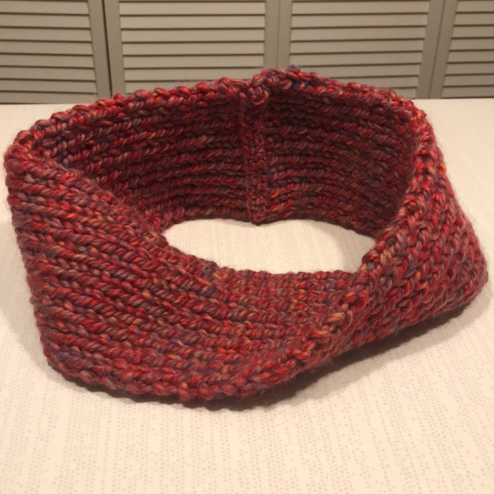 Hand Knit Wool Blend Cowl Neck Scarf